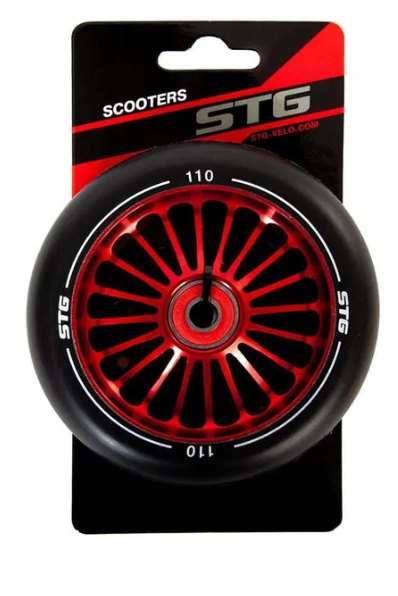 Колесо для трюкового самоката STG 110 мм с алюминиевым ободом, ABEC-11, 1шт, красный Х105150 фото