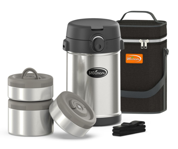 Термос БИОСТАЛЬ NR-2100P 2,1л. (3 контейнера) фото