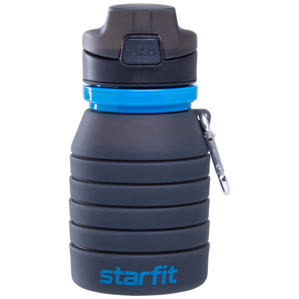 Бутылка для воды STARFIT FB-100, с карабином, складная, серая фото