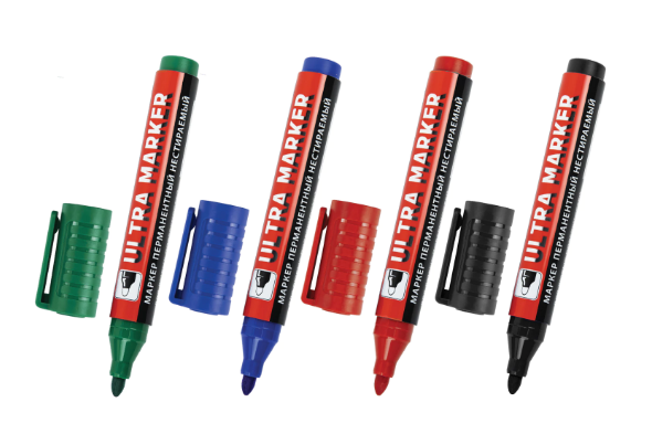 Маркеры перманентные BRAUBERG ULTRA MARKER, НАБОР 4 ЦВЕТА, круглый наконечник 3,5 мм, 152208 фото