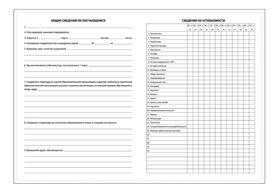 Бланк бух. офсет плотный Личная карточка обучающегося, А4 (200х275 мм), 2 л, STAFF, 130194 фото