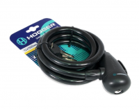 Замок-трос HOGGER, трос стальной, с ключами 12×1500мм, в пластиковой оболочке, черный LKHG10 фото