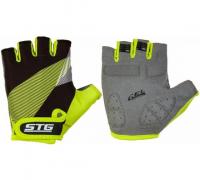 (м)Перчатки Bike Parts мод.911 с защитной прокладкой,застежка на липучке,размер М,черн/салат Х87911- фото