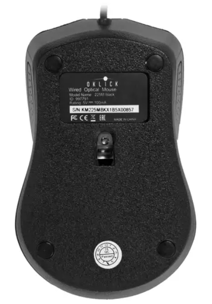 Мышь Oklick 225M черный оптическая (1200dpi) USB  фото