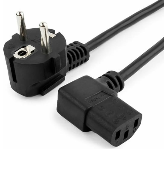 Кабель питания Cablexpert PC-186A-VDE, Schuko-C13, VDE, 3х0.75мм2, 10А, 1.8м, угл.разъем фото