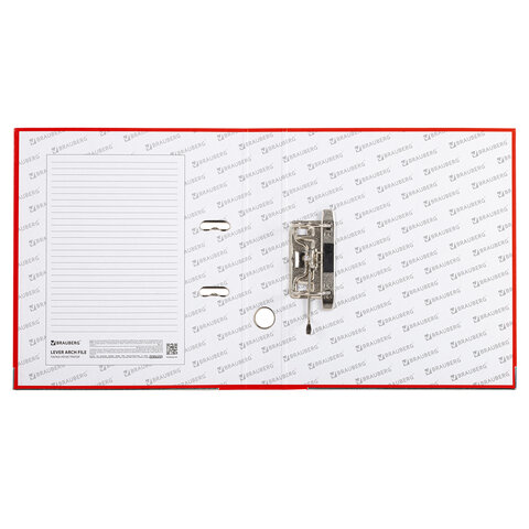 Папка-регистратор покрытие пластик, 50 мм, ПРОЧНАЯ,с уголком, BRAUBERG, красная, 226592 фото