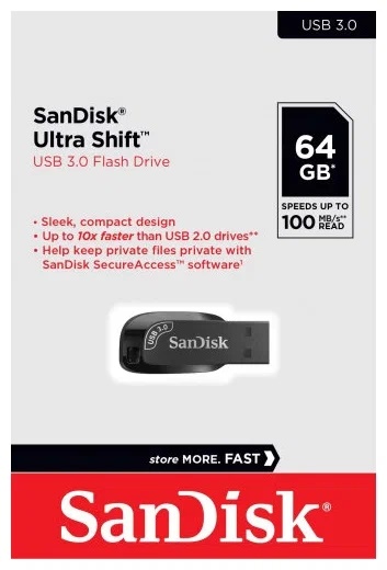 USB флеш-накопитель 64Gb SanDisk Shift черный USB 3.0 ( SDCZ410-064G-G46) фото
