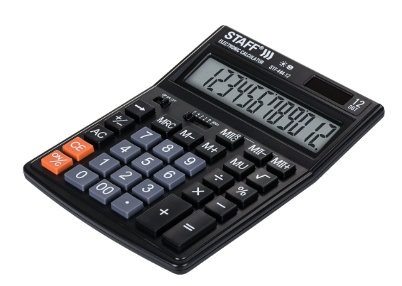 Калькулятор STAFF STF-444-12 (199x153мм), 12 разрядов, двойное питание, 250303 фото