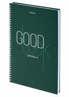 Тетрадь А4, 120 л., BRAUBERG, гребень, клетка, обложка твердая, «Good Luck», 404074 фото