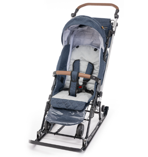 Санки-коляска "Joy every day J1/1" синий с котятами фото