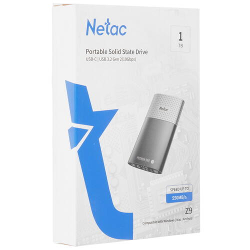 Внешний SSD накопитель Netac Z9 1Tb чёрный/серебро NT01Z9-001T-32BK фото