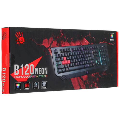 Клавиатура A4 Bloody B120N черный USB Multimedia for gamer LED фото