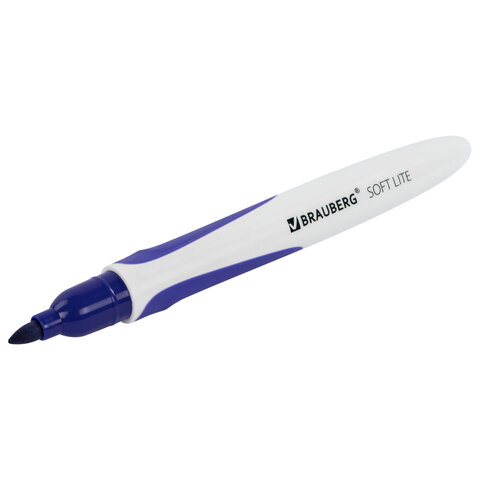 Маркер стираемый для белой доски СИНИЙ, BRAUBERG "SOFT LITE", 3 мм, резиновая вставка, 152105 фото