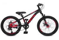 (м) Велосипед детский LETO 20"DRAGON, сталь, рама 10,5", 6-ск, черный/красный фото