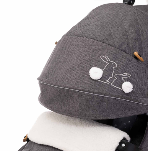 Санки-коляска "Joy every day J1/1" серый с кроликами фото