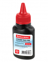 Штемпельная краска BRAUBERG, красная, 45 мл, на водной основе, 223598 фото