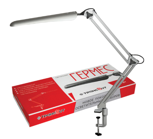 Лампа настольная Гермес на струбцине, СВЕТОДИОДНАЯ, 8 Вт, серебро фото