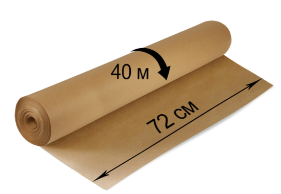 Крафт-бумага в рулоне, 720 мм x 40 м, плотность 78 г/м2, Марка А (Коммунар), BRAUBERG, 440186 фото
