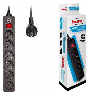 Сетевой фильтр Buro 600SH-5-B 5м (6 розеток) черный  фото
