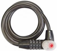 Замок-трос STELS 10х800мм 84608 с кодовым замком с подсветкой со стальным тросом, чёрный фото