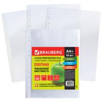 Папки-файлы перфорированные А4+ BRAUBERG, КОМПЛЕКТ 50 шт., гладкие, ПЛОТНЫЕ, 60 мкм, 223084 фото