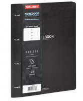 Тетрадь на кольцах БОЛЬШАЯ А4 240х310мм 120л, под кожу, BRAUBERG VISTA, Black, 404512 фото