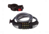 Замок-трос STG TY557-1, трос спиральный, кодовый, диам.10х100см черн.с светоотр. Полосой. Х87804 фото