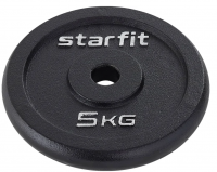 Диск чугунный STARFIT BB-204  5 кг, d=26 мм, черный. фото