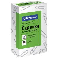 Скрепки 28мм, OfficeSpace, 100шт.,оцинкованные, карт. упак. CZ28_34070 фото