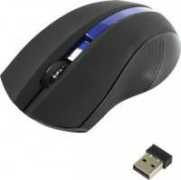 Мышь Oklick 615MW черный/синий оптическая (1000dpi) беспроводная USB (2but) фото