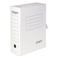 Папка архивная с завязками А4 (325х250мм), 100мм, до 900л, микрогофрокартон, БЕЛАЯ, STAFF, 128874 фото