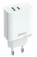 Сетевое зарядное устройство PERO TC05 PD 18W + USB-A Fast Charge белый купить ЦИТ Сетевое зарядное устройство PERO TC05 PD 18W + USB-A Fast Charge белый фото