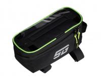 Велосумка на раму с отделением для телефона STG, модель FB-016, размер 20х11х9 см, черный/салатовый фото