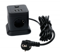 Сетевой фильтр Cablexpert Tower, TWR-4-U3-B-3 черный (4 розетки, 10А, 3xUSB, 3.1А, 3м) фото
