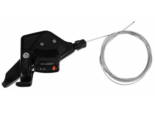 Шифтер MicroShift , TS71, левый, 3 скорости, индикатор, трос 1800мм, черный TS71-3-L1 фото
