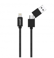 Кабель Type-C+USB-A - Lightning PERO DC-07 1м черный PRDC-07UTL1MB фото