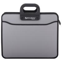 Папка-портфель пласт. BRAUBERG ПРЕМЬЕР А4 (390х315х120мм), 3 отделения, фактура бисер, серый,223083 фото