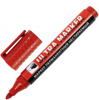 Маркер перманентный ULTRA MARKER, КРАСНЫЙ, 3,5 мм, с клипом, BRAUBERG, 152205 фото