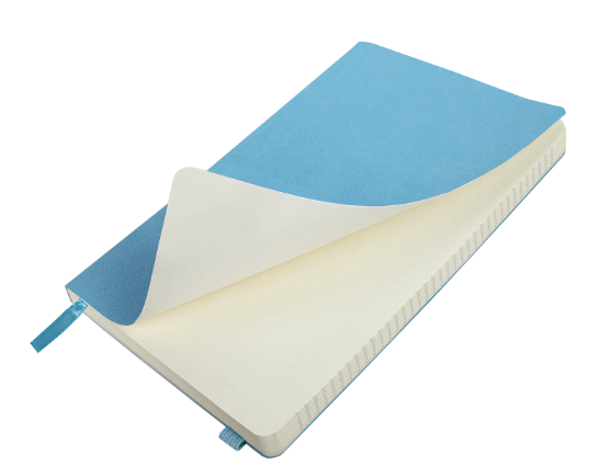 Блокнот А5 130х210мм, BRAUBERG ULTRA, под кожу, 80г/м2, 96л, клетка, голубой, 113011 фото