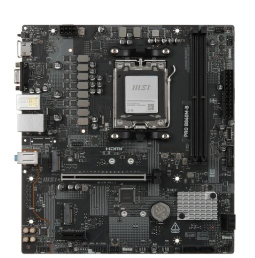Материнская плата MSI PRO B840M-B SocketAM5 AMD B840 2xDDR5 mATX AC`97 8ch(7.1) 2.5Gg RAID+VGA+HDMI фото