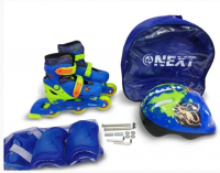 Набор: ролики раздв., пластик. рама, 608Z, кол. ПВХ, р. 27-30, набор защиты, шлем в ранце арт. PSET2 фото