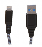 Кабель USB - Lightning "Maverick" C2, 1.2м,  текстиль/металл, черно-белый купить ЦИТ Кабель USB - Lightning "Maverick" C2, 1.2м,  текстиль/металл, черно-белый фото