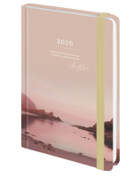 Ежедневник датированный 2026 с резинкой 145х203мм, А5, BRAUBERG, твердый, Безмятежность, 117336 фото