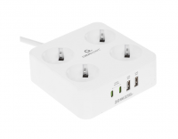 Сетевой фильтр Cablexpert Plate PLT-4-C2U2-W-2 белый (4 розетки + 2 USB-A + 2xType-C)  фото