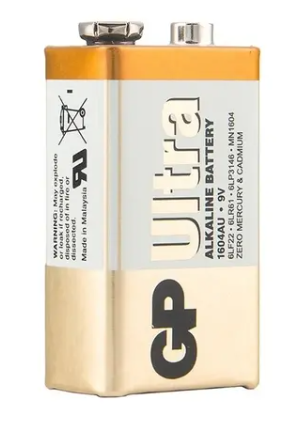 Батарейка GP Ultra, Крона (6LR61, 6LF22, 1604A), алкалиновая, 1 шт, блистер, 1604AU-5CR1 фото