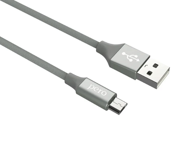 Кабель USB - MicroUSB PERO DC-02 1м серый (PRDC-02MU1MGR) фото