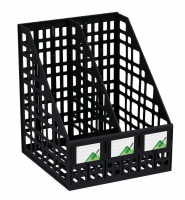 Лоток для бумаг вертикальный СТАММ, сборный, 2 отделения, черный фото