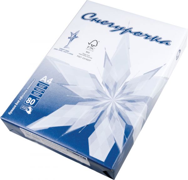 Бумага Снегурочка А-4, 500 л. 80г/м2 146% бел. фото