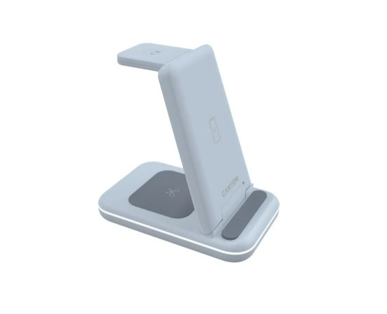 Беспроводное зарядное устройство CANYON WS-304 3в1 Голубой (CNS-WCS304BL) фото