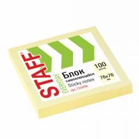 Блок самоклеящийся (стикеры), STAFF, 76х76 мм, 100 листов, желтый фото